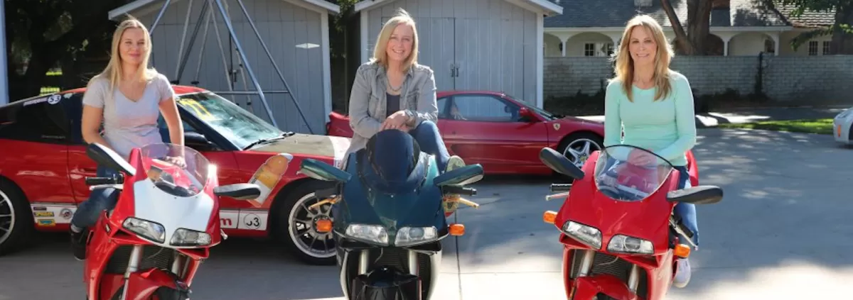 Stuntwomen Amy Johnston, Debbie Evans and Donna Evans